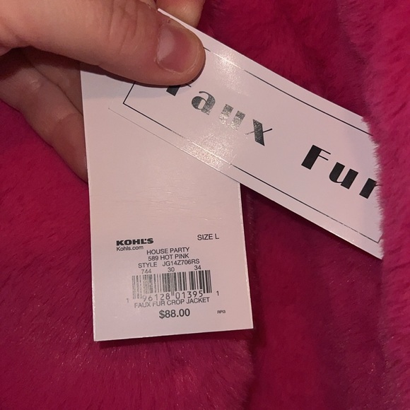 NWT Juniors SO Faux Fur Collar Cropped Jacket Size Large - Picture 6 of 10